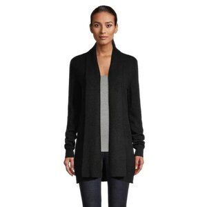 HBC HUDSON'S BAY Black 100% Cashmere Knit Open Front Cardigan Sweater, Size M